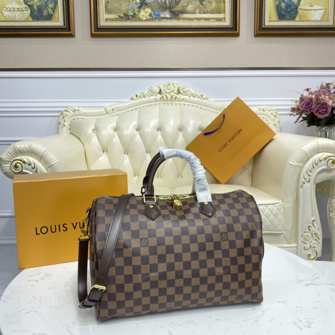 Louis Vuitton SPEEDY BANDOULIERE 35 Damier Ebene Handbag N41366 